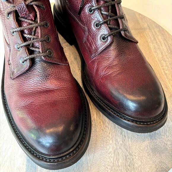 Officine Creative Burgundy Pebbled Leather Combat Boots Italy EU 42.5 US 10.5 main image 7